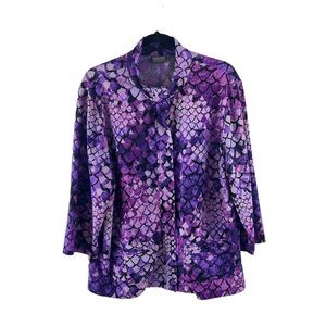 Chico’s Additions 3/4 Sleeve Multi Color Zip Up Windbreaker Jacket